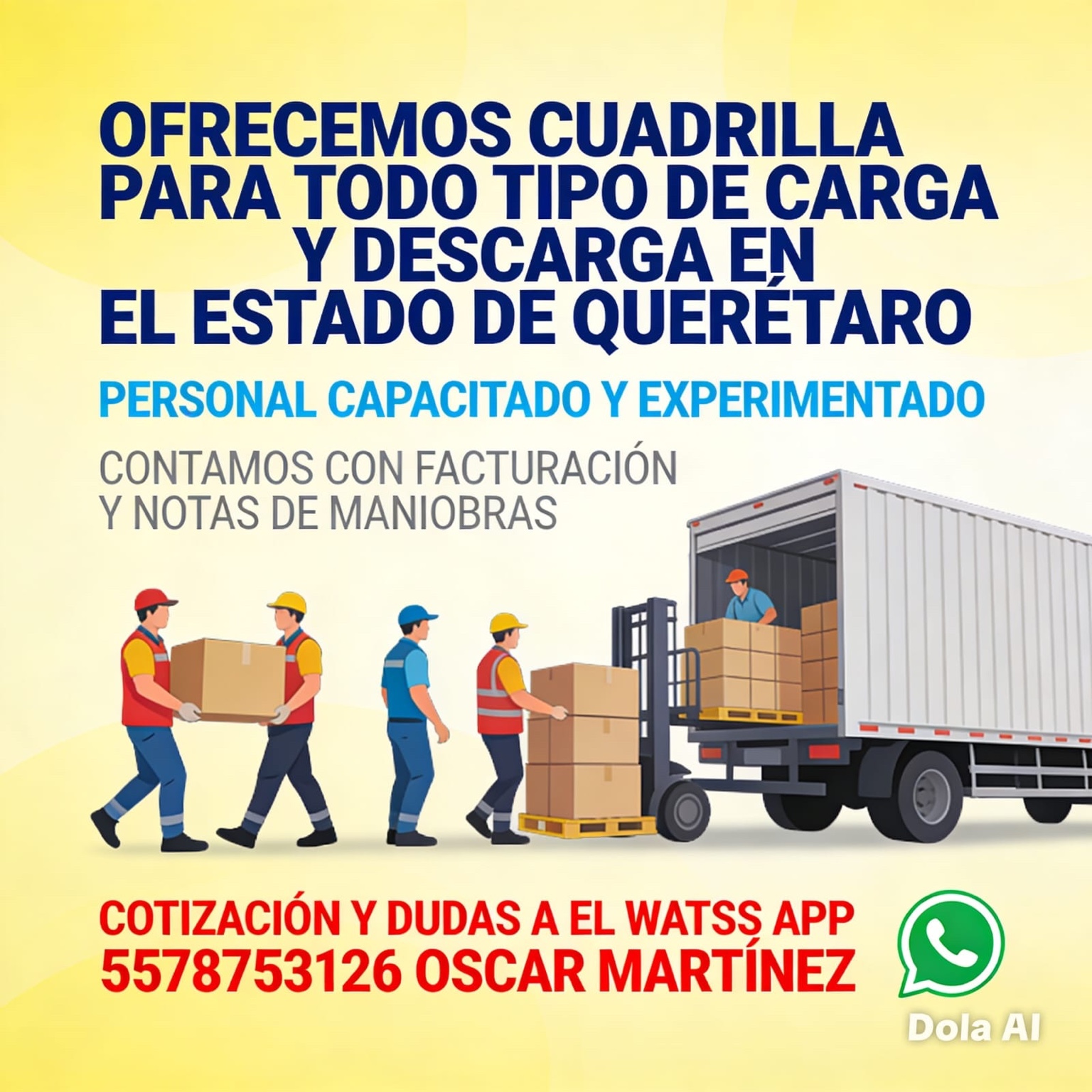 Anuncio de servicio de carga y descarga